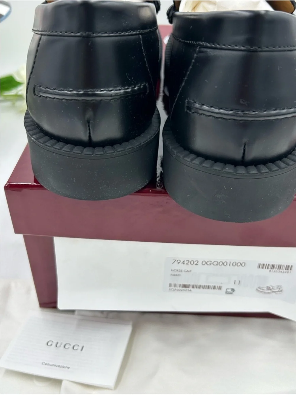 Men’s Gucci horse bit, leather loafer size 11 fits 11.5 US made in Italy